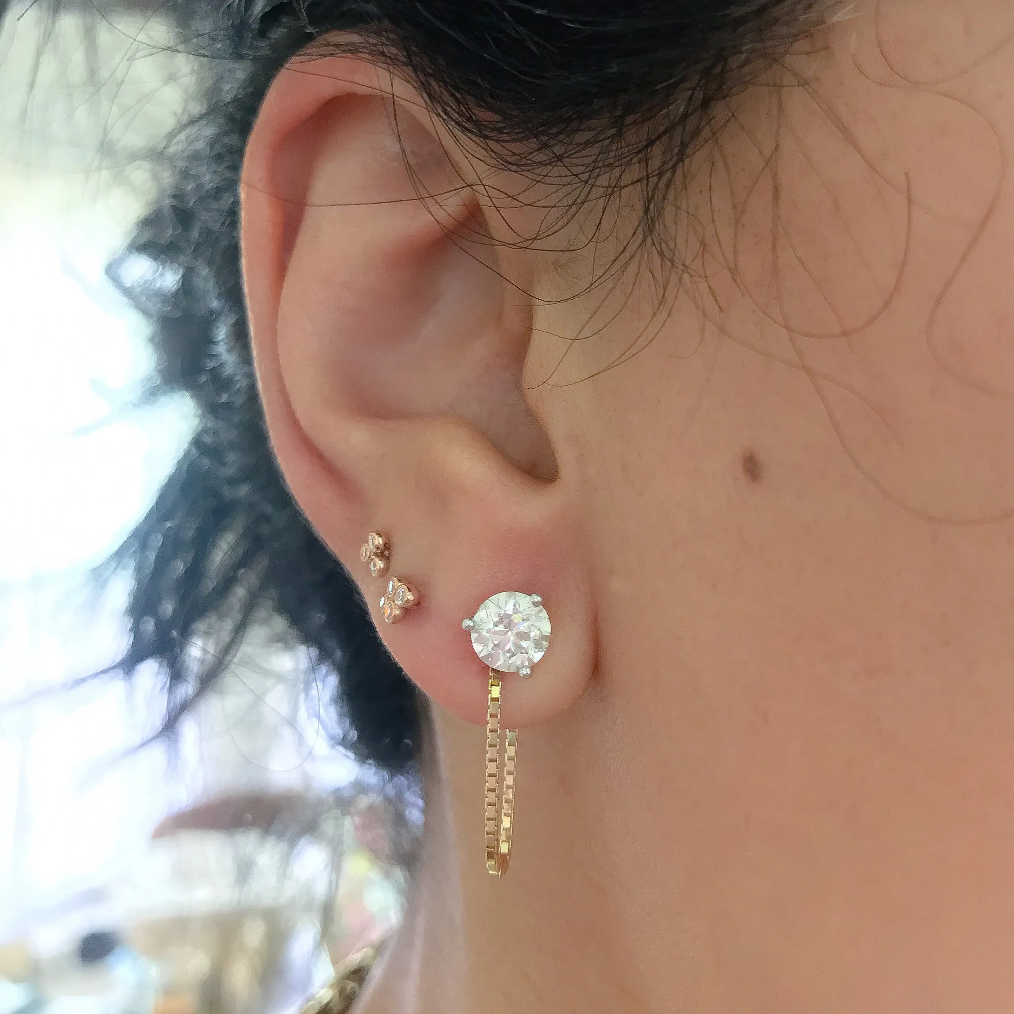 14K Gold Dangle Box Chain Earring Jacket