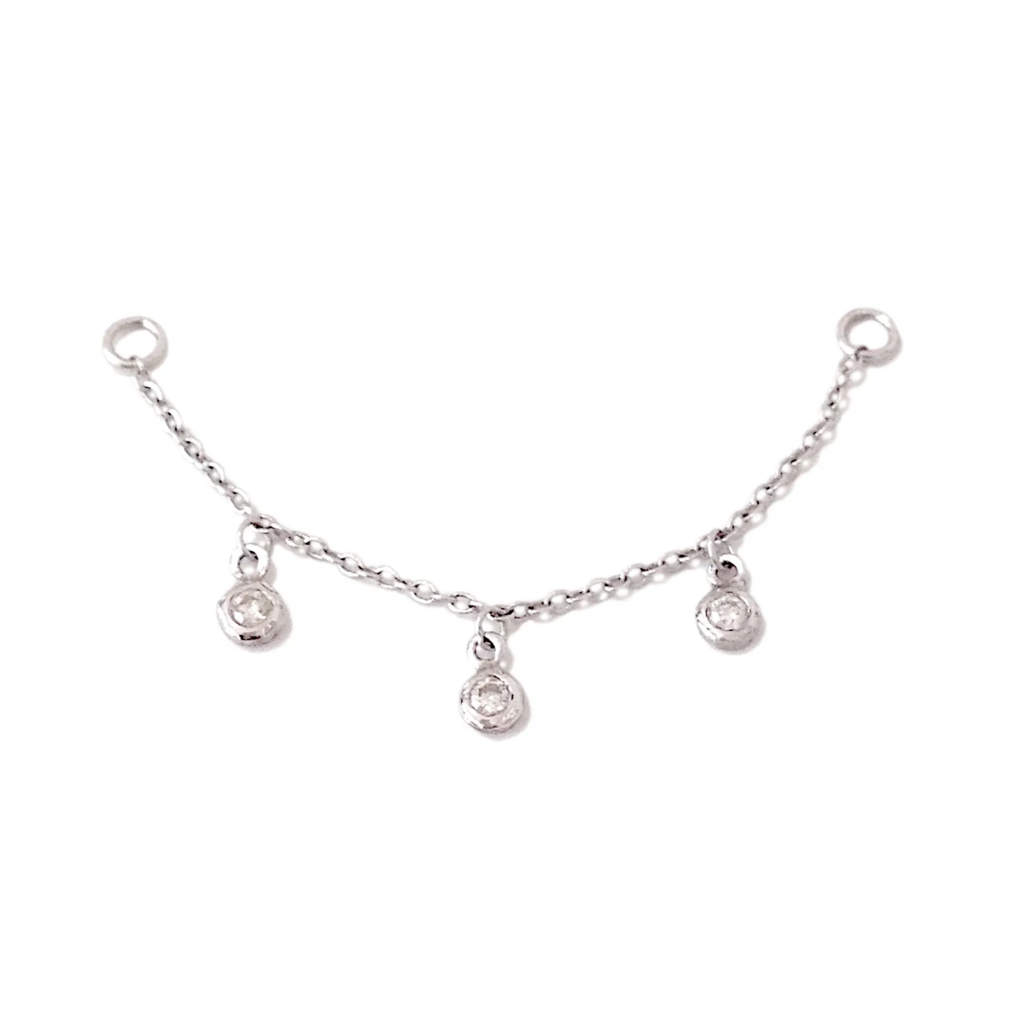 14K Gold Triple Diamond Dangle Chain Earring Jacket