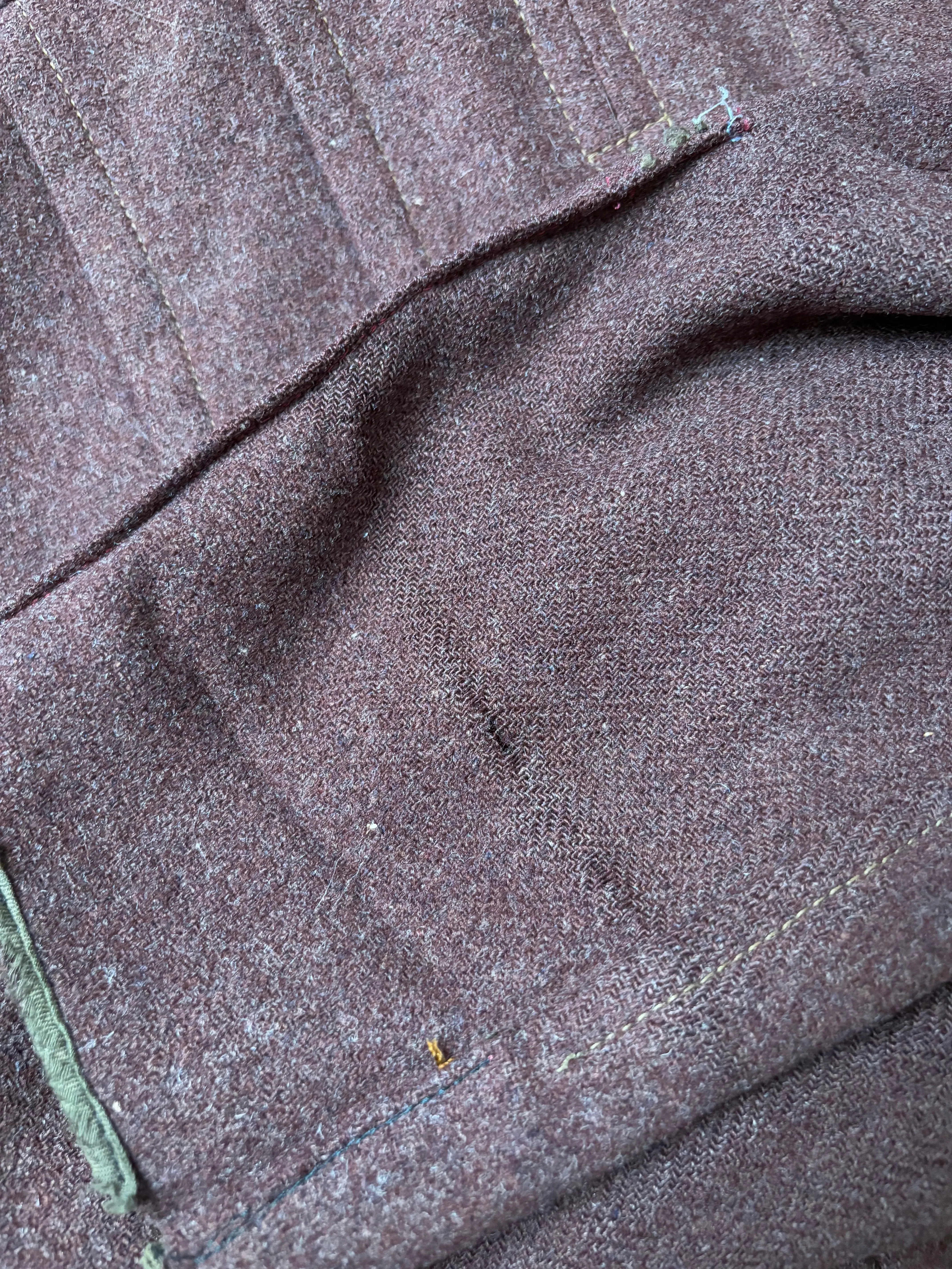 1930s 'Ralph-Pugh Top Notch Leater Sportswear' Mauve Wool Talon Bell Zip Pleat Back Side Cinch Jacket