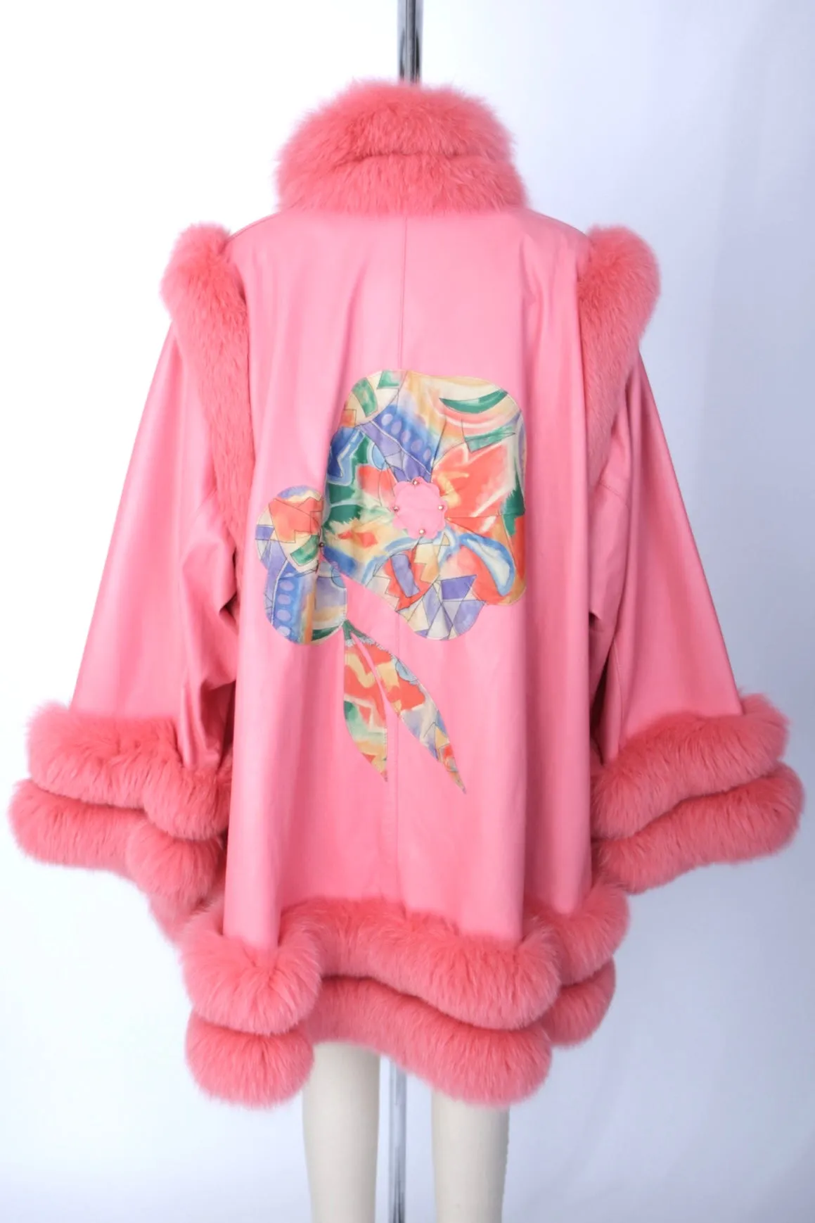 1980s Fox Fur & Lambskin Swing Coat