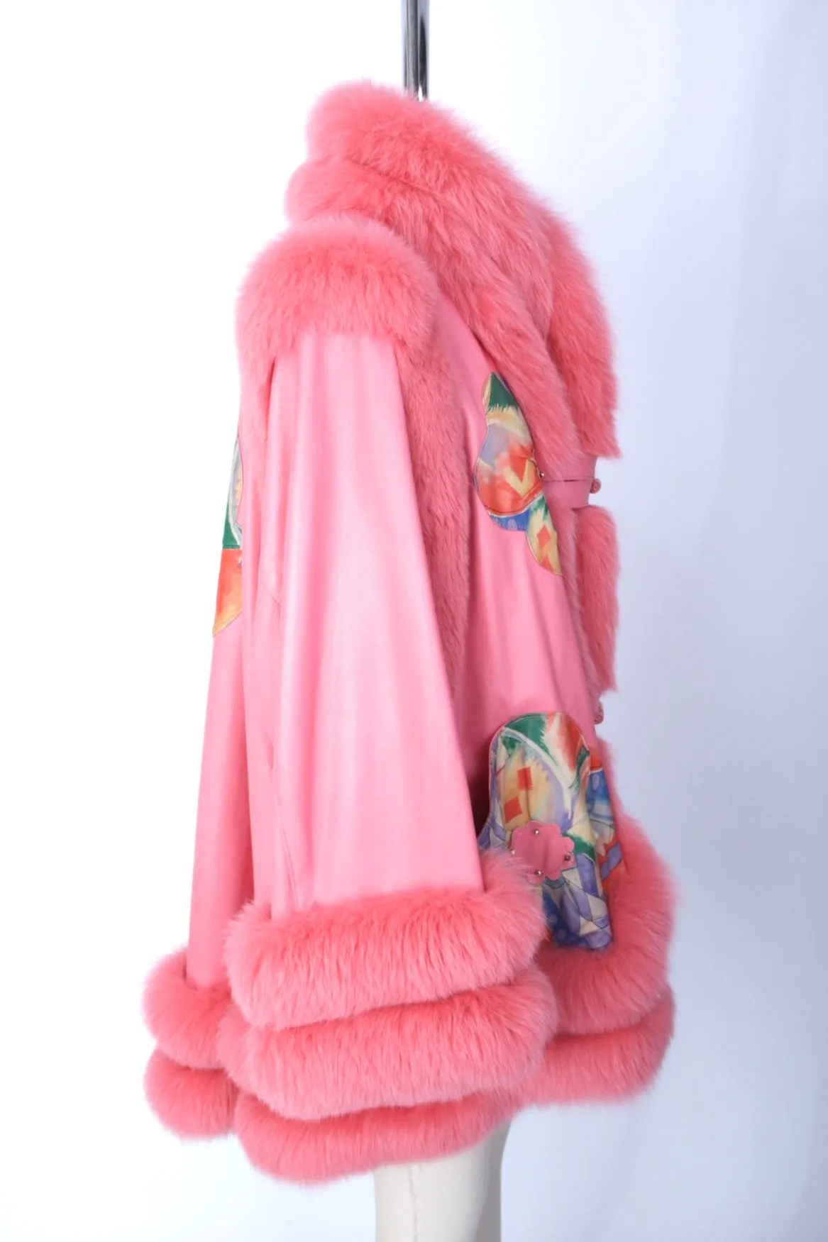 1980s Fox Fur & Lambskin Swing Coat