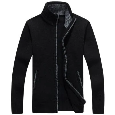 2020 Autumn Winter Men's SweaterCoat Faux Fur Wool Sweater Jackets Men Zipper Knitted Thick Coat Casual Knitwear M-3XL