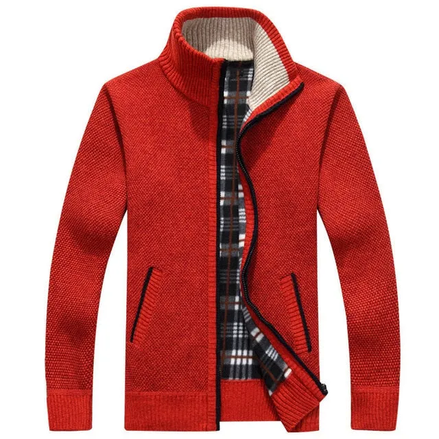 2020 Autumn Winter Men's SweaterCoat Faux Fur Wool Sweater Jackets Men Zipper Knitted Thick Coat Casual Knitwear M-3XL