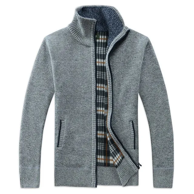 2020 Autumn Winter Men's SweaterCoat Faux Fur Wool Sweater Jackets Men Zipper Knitted Thick Coat Casual Knitwear M-3XL