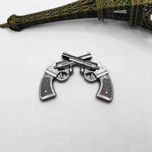 40x28MM Vintage Double Gun Rivets Antique Silver Punk Studs 20pcs
