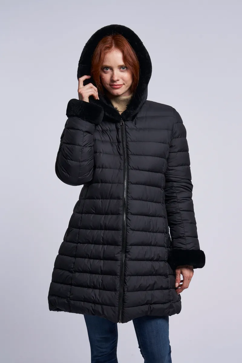4255HD Hooded down coat reverses to genuine shearling jUSt 3 left  1/m 1/L  1/xL   $275