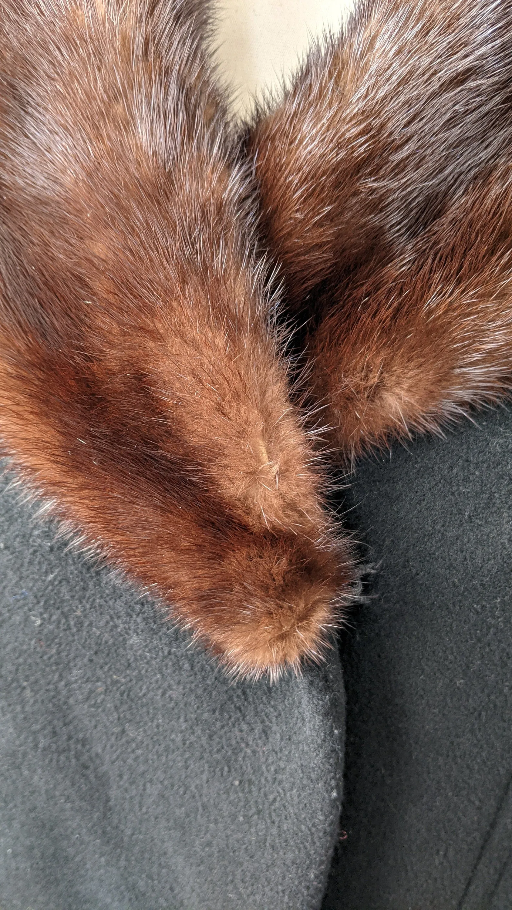 70s Thick Wool Coat with Mink Fur Collar, Tailored Winter Overcoat, Plus Size