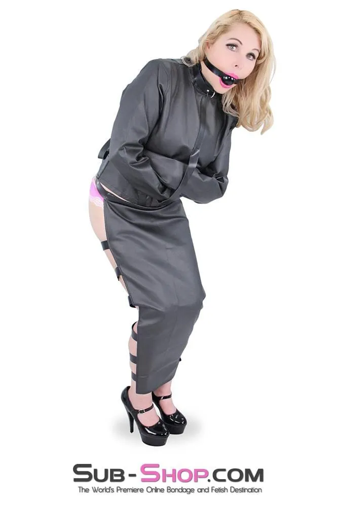 8763HS      Completely Restrained Leatherette Straitjacket & Leg Binder Set - LAST CHANCE - Final Closeout!