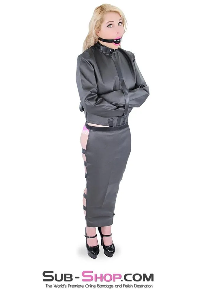 8763HS      Completely Restrained Leatherette Straitjacket & Leg Binder Set - LAST CHANCE - Final Closeout!