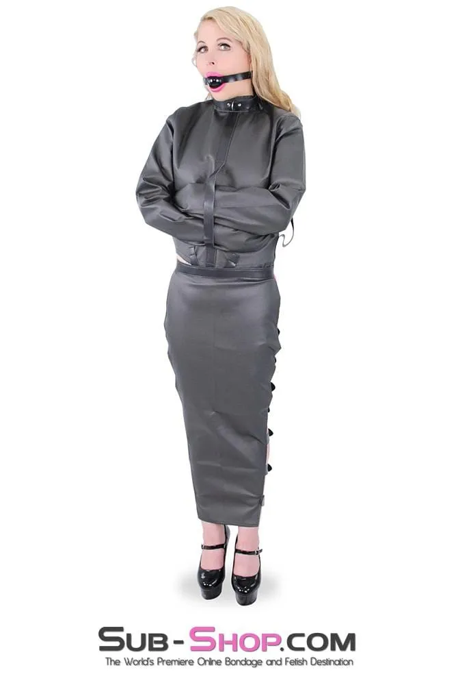 8763HS      Completely Restrained Leatherette Straitjacket & Leg Binder Set - LAST CHANCE - Final Closeout!
