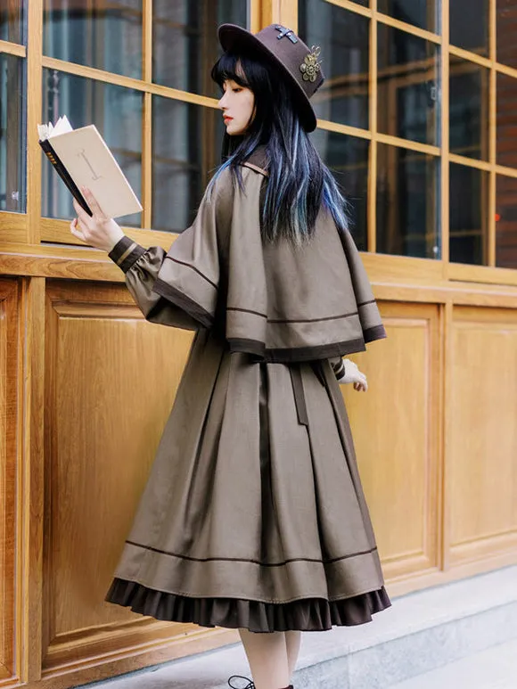 Academic Lolita Cape Coffee Brown Polyester Winter Lolita Outwears