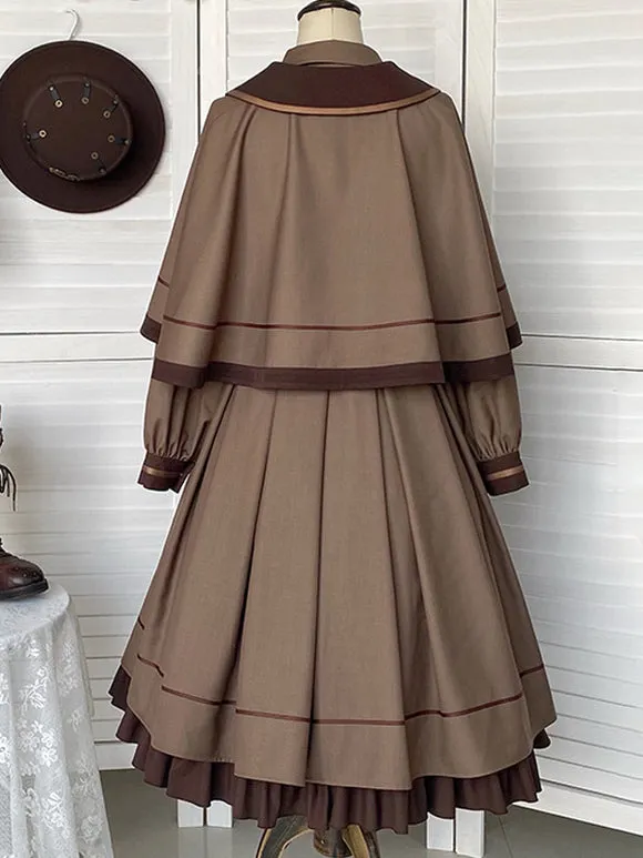 Academic Lolita Cape Coffee Brown Polyester Winter Lolita Outwears
