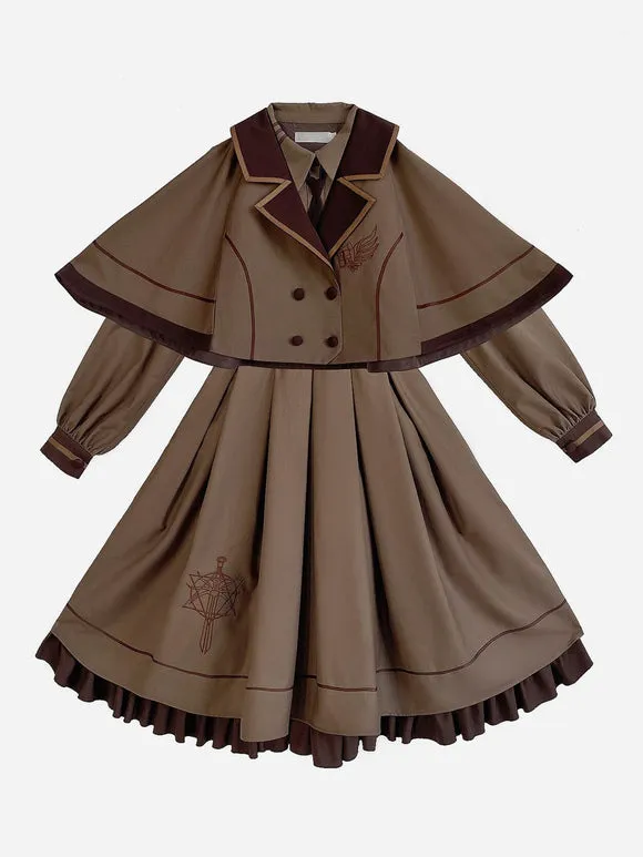 Academic Lolita Cape Coffee Brown Polyester Winter Lolita Outwears