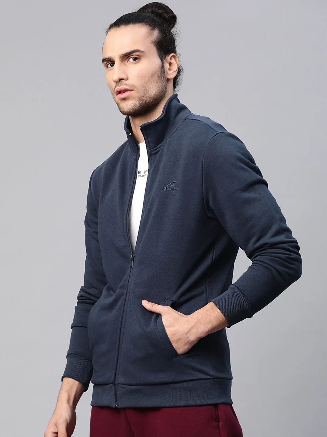 Alcis Men Solid Navy Blue Sweatshirts