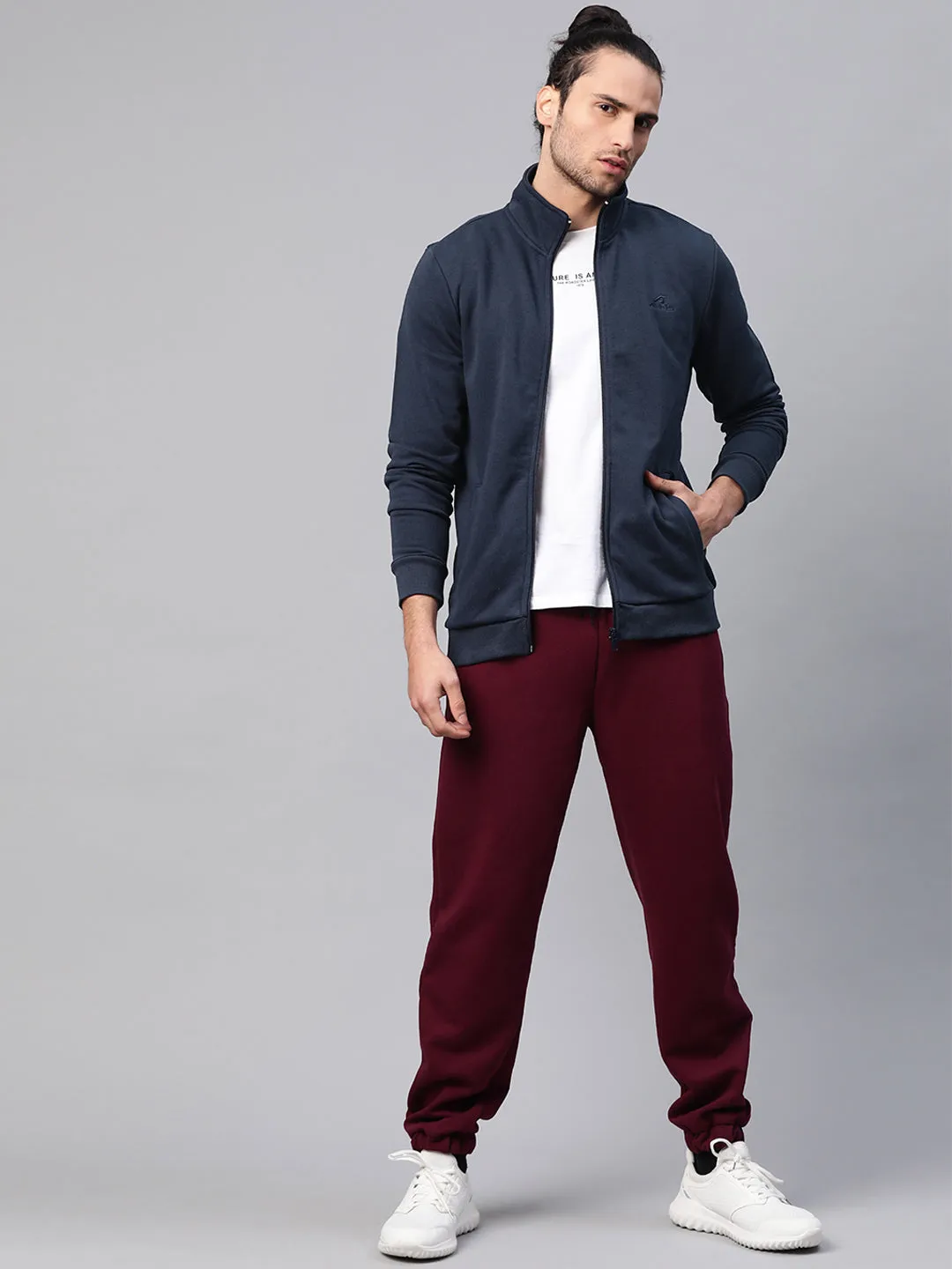 Alcis Men Solid Navy Blue Sweatshirts