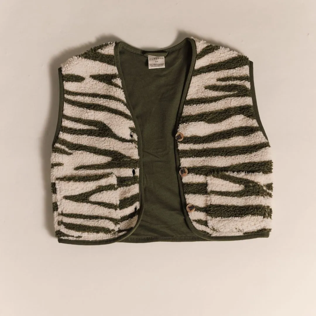 Alma Borg Zebra Print Teddy Gilet