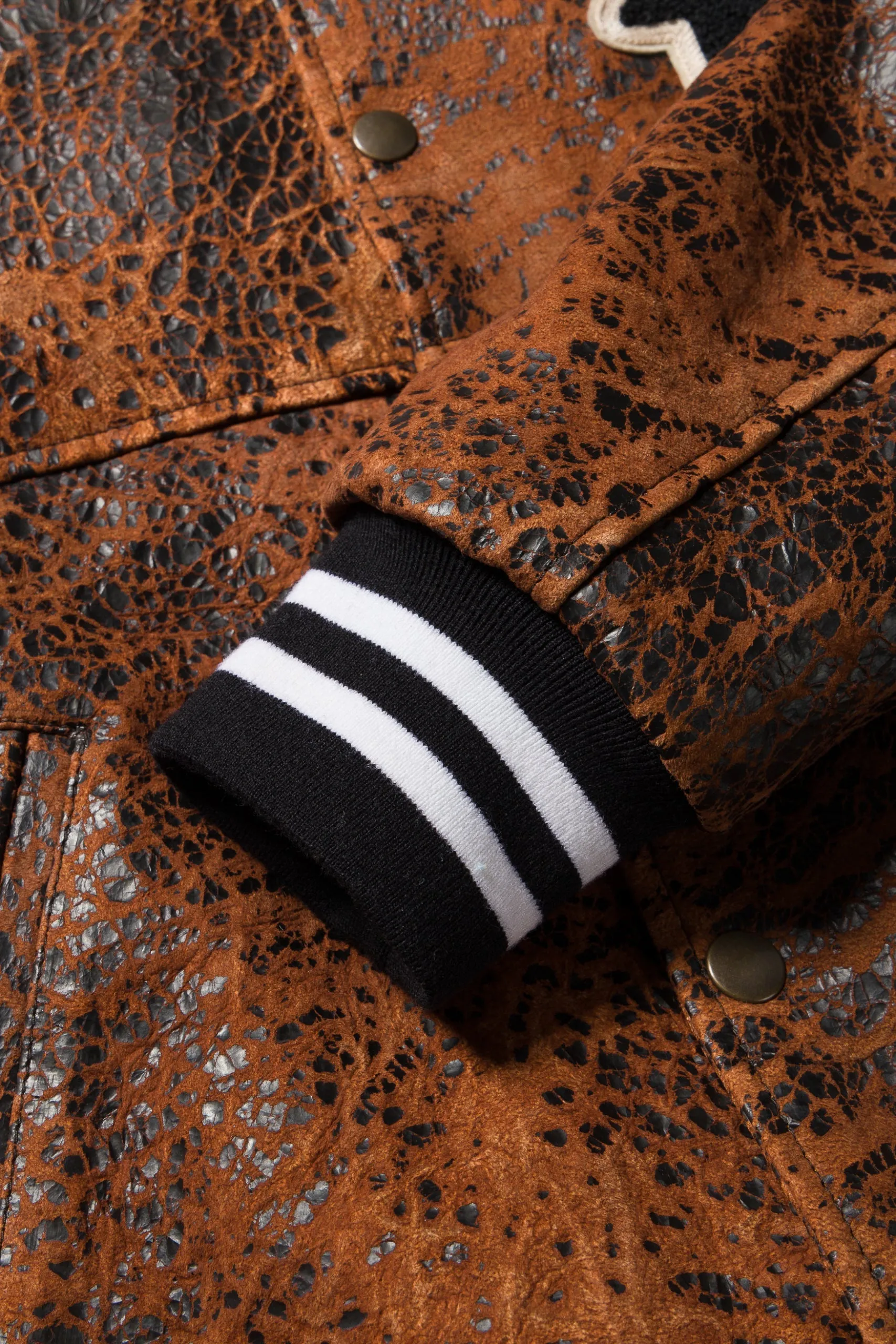 Aries Distressed Letterman Jacket Brown