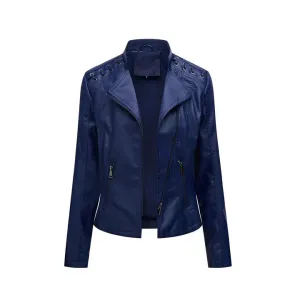 Arline Zippered Leatherette Jacket