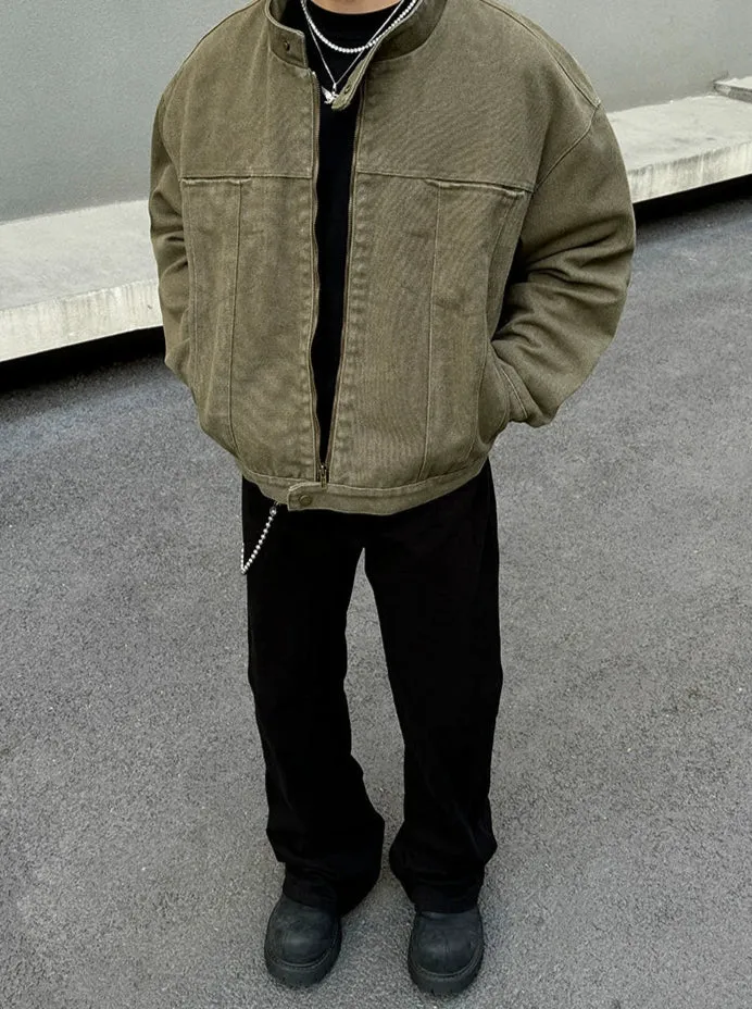 Army Green Crewneck Jacket