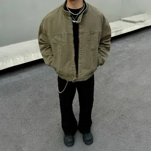 Army Green Crewneck Jacket