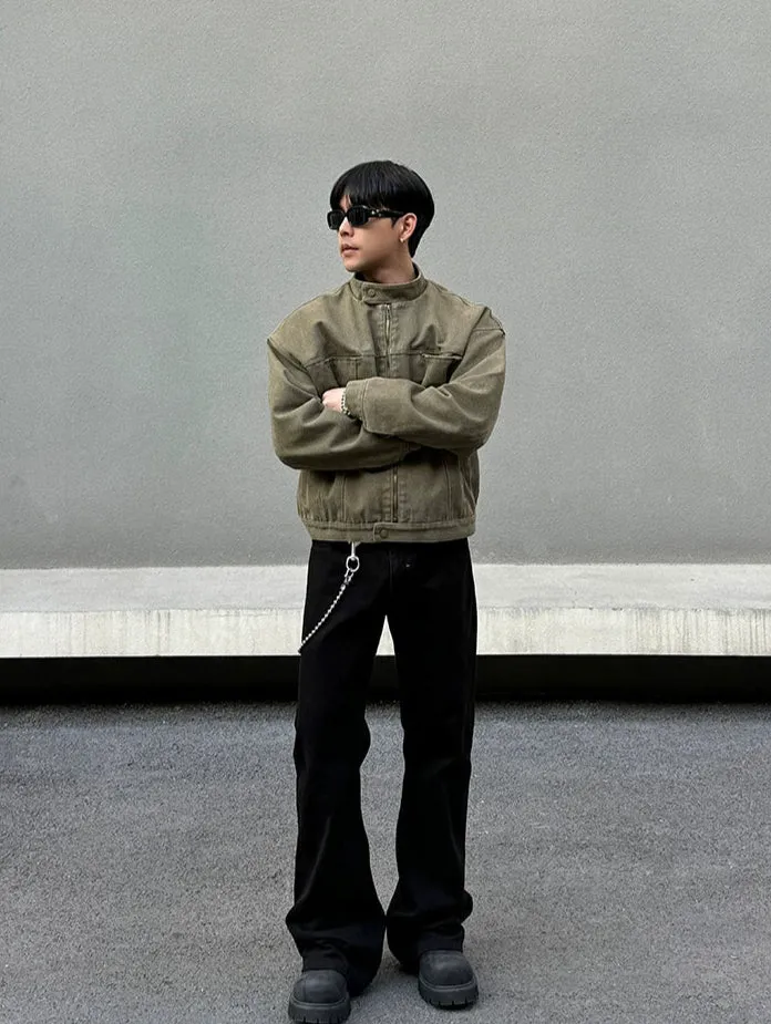 Army Green Crewneck Jacket
