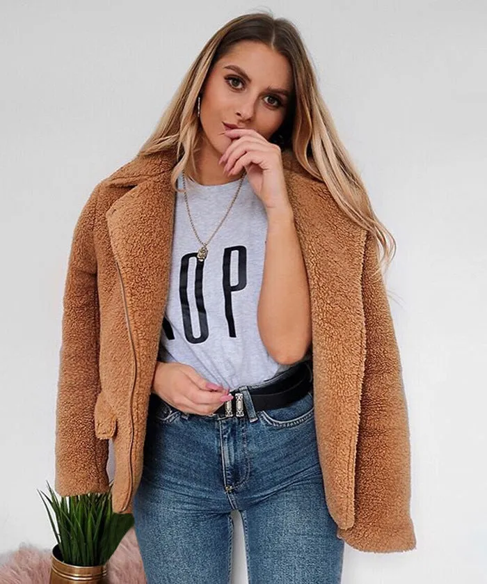 Autumn and Winter New Fur Artificial Fur Suit Collar Warm Jacket Coat