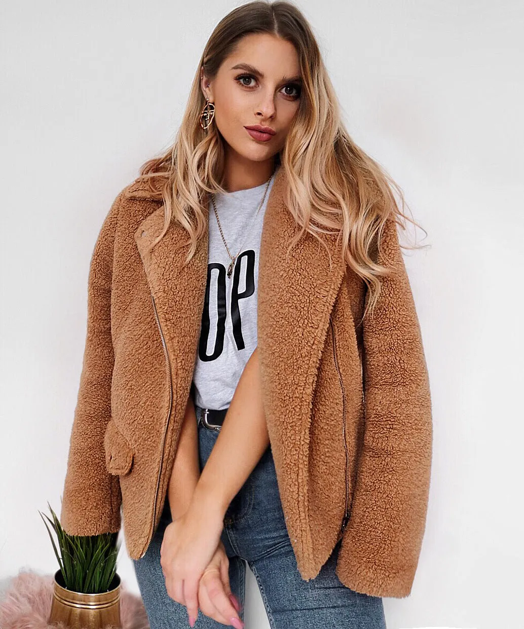 Autumn and Winter New Fur Artificial Fur Suit Collar Warm Jacket Coat