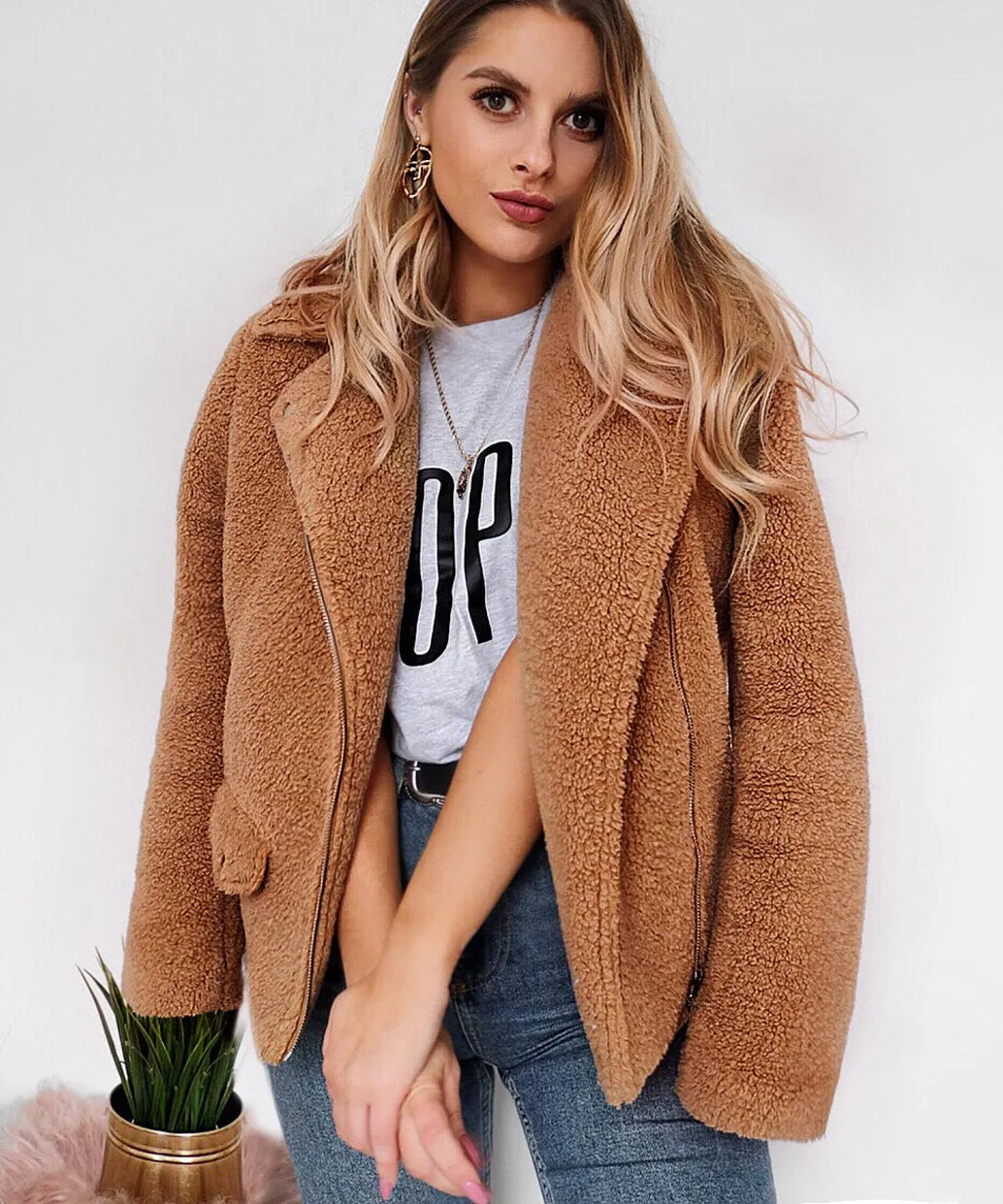 Autumn and Winter New Fur Artificial Fur Suit Collar Warm Jacket Coat