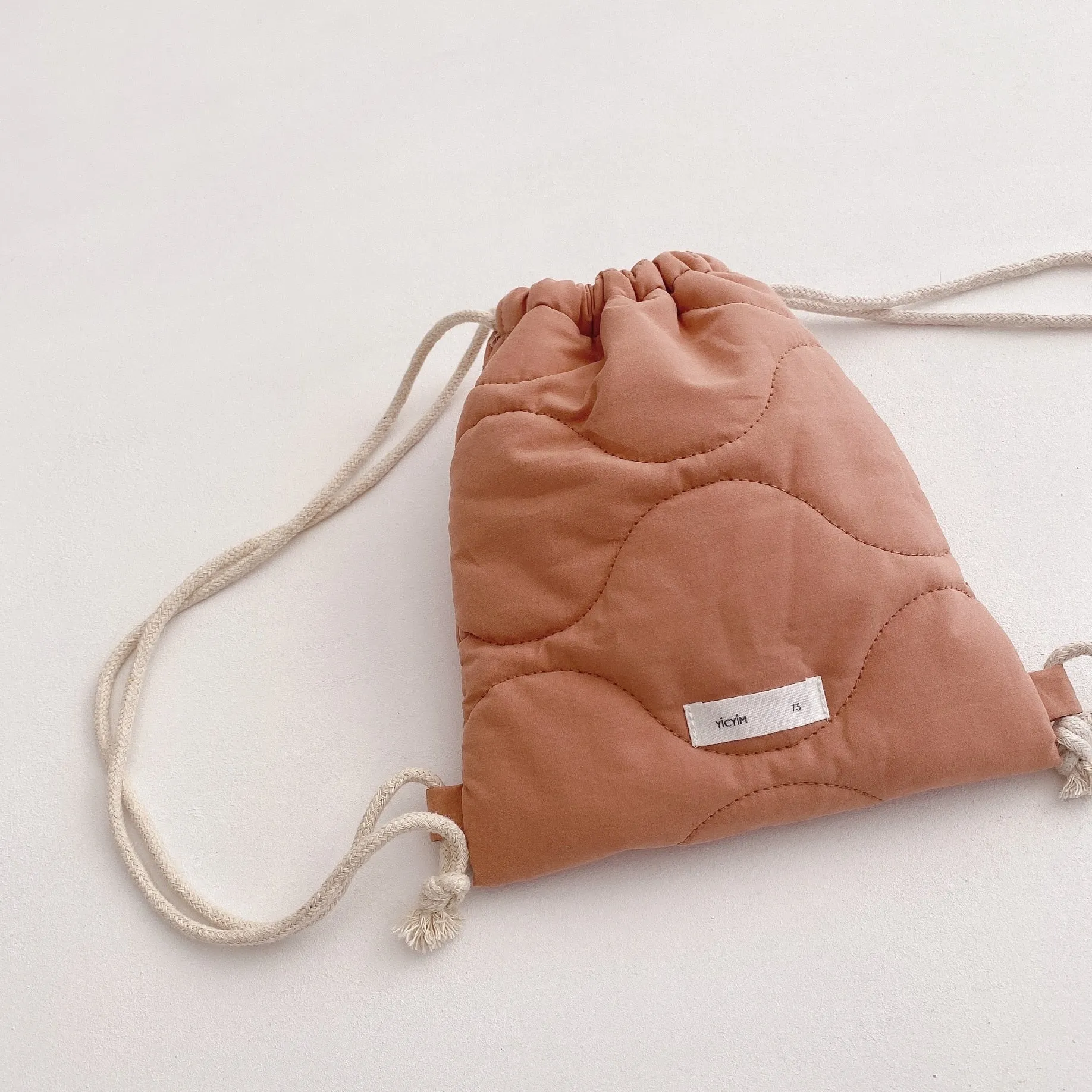 Autumn Winter Girls Coat Beige Backpack