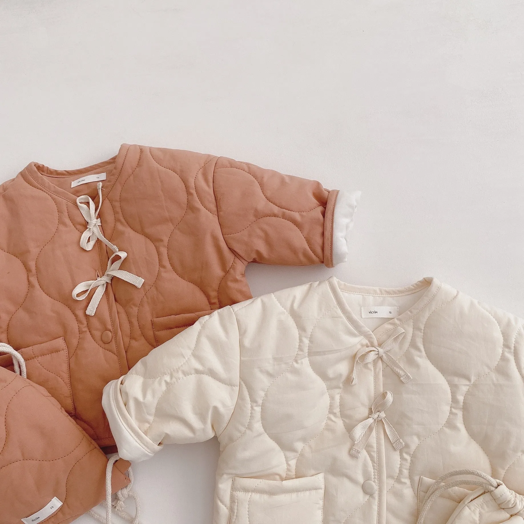 Autumn Winter Girls Coat Beige Backpack