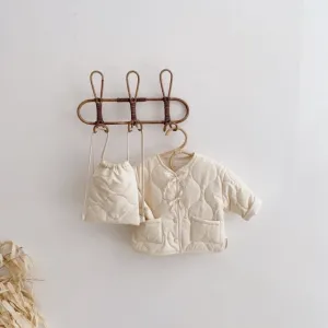 Autumn Winter Girls Coat Beige Backpack