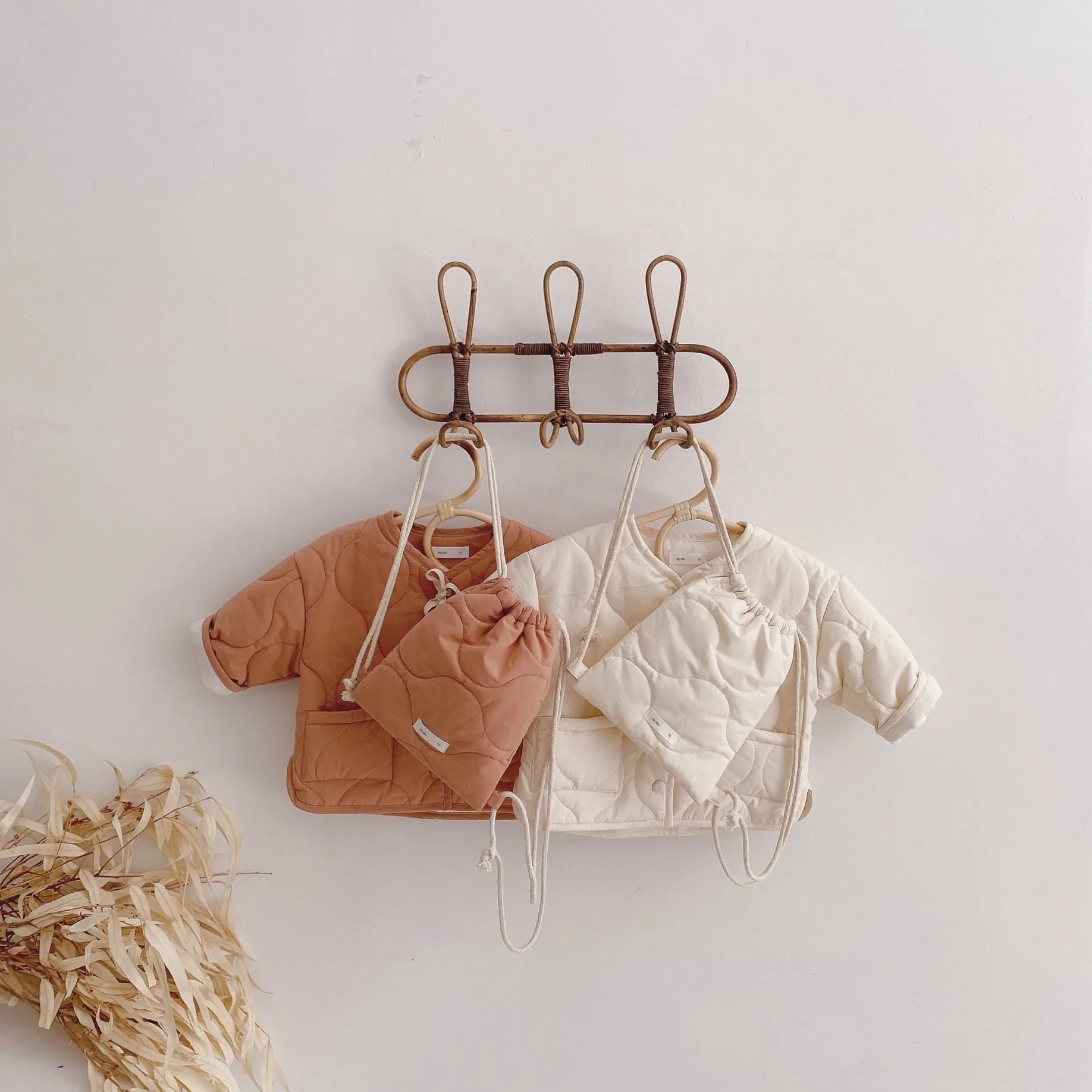 Autumn Winter Girls Coat Beige Backpack
