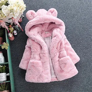 Baby Girls Faux Fur Coat - Warm Winter Jacket