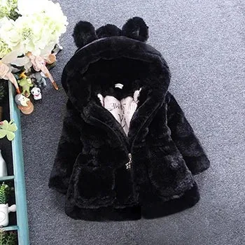 Baby Girls Faux Fur Coat - Warm Winter Jacket