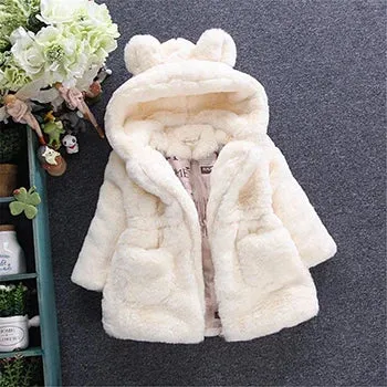 Baby Girls Faux Fur Coat - Warm Winter Jacket