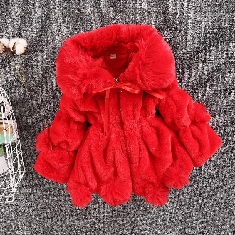 Baby Girls Faux Fur Coat - Warm Winter Jacket