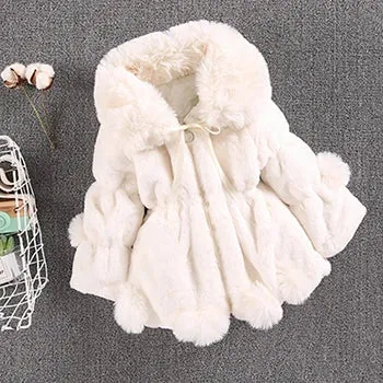 Baby Girls Faux Fur Coat - Warm Winter Jacket