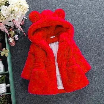 Baby Girls Faux Fur Coat - Warm Winter Jacket