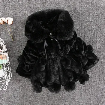 Baby Girls Faux Fur Coat - Warm Winter Jacket