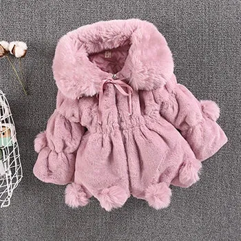 Baby Girls Faux Fur Coat - Warm Winter Jacket
