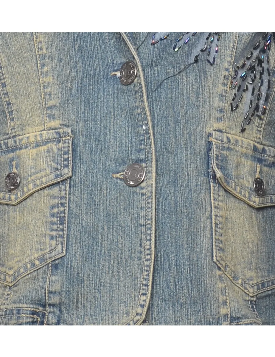 Beaded Denim Jacket - M