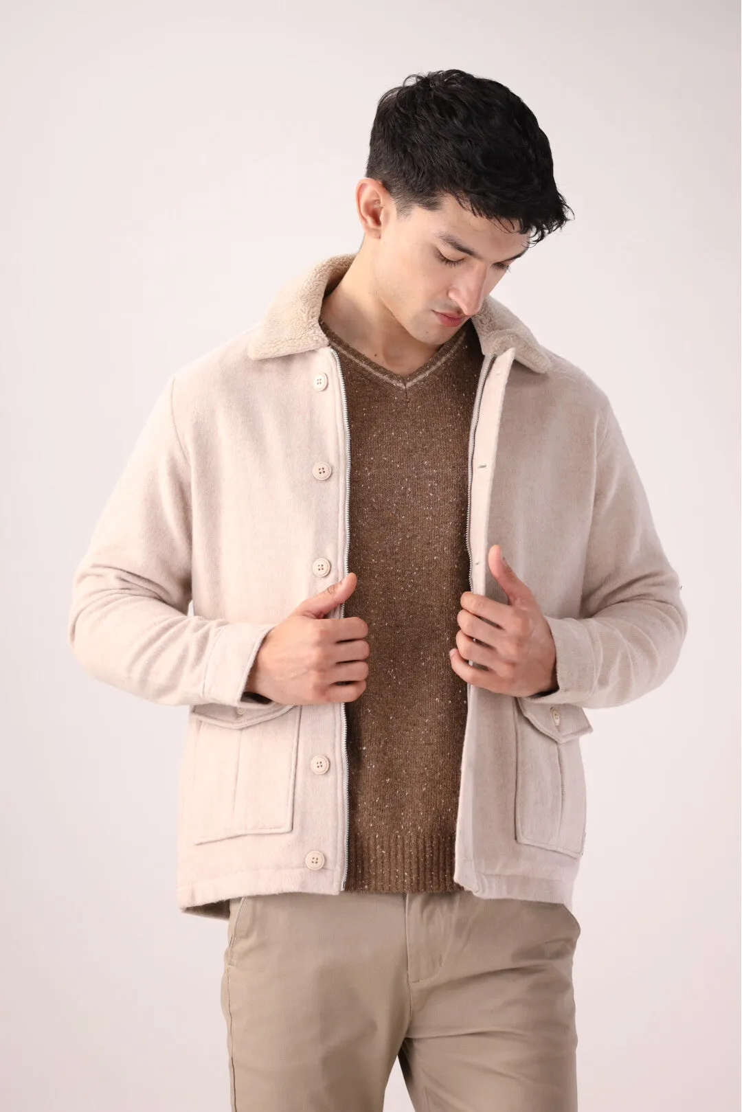 Beige Button-Up Jacket