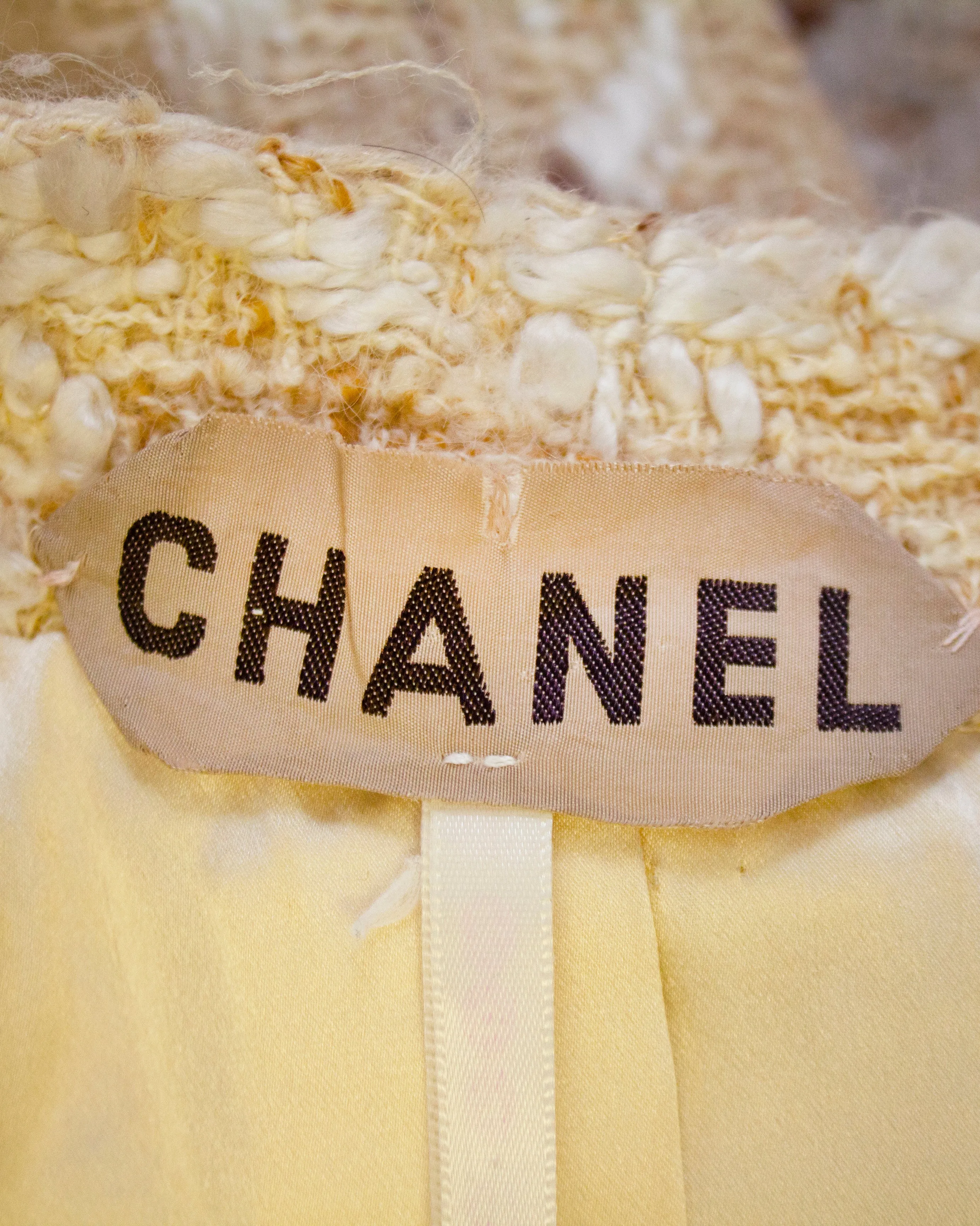 Beige Haute Couture Woven Wool Coat