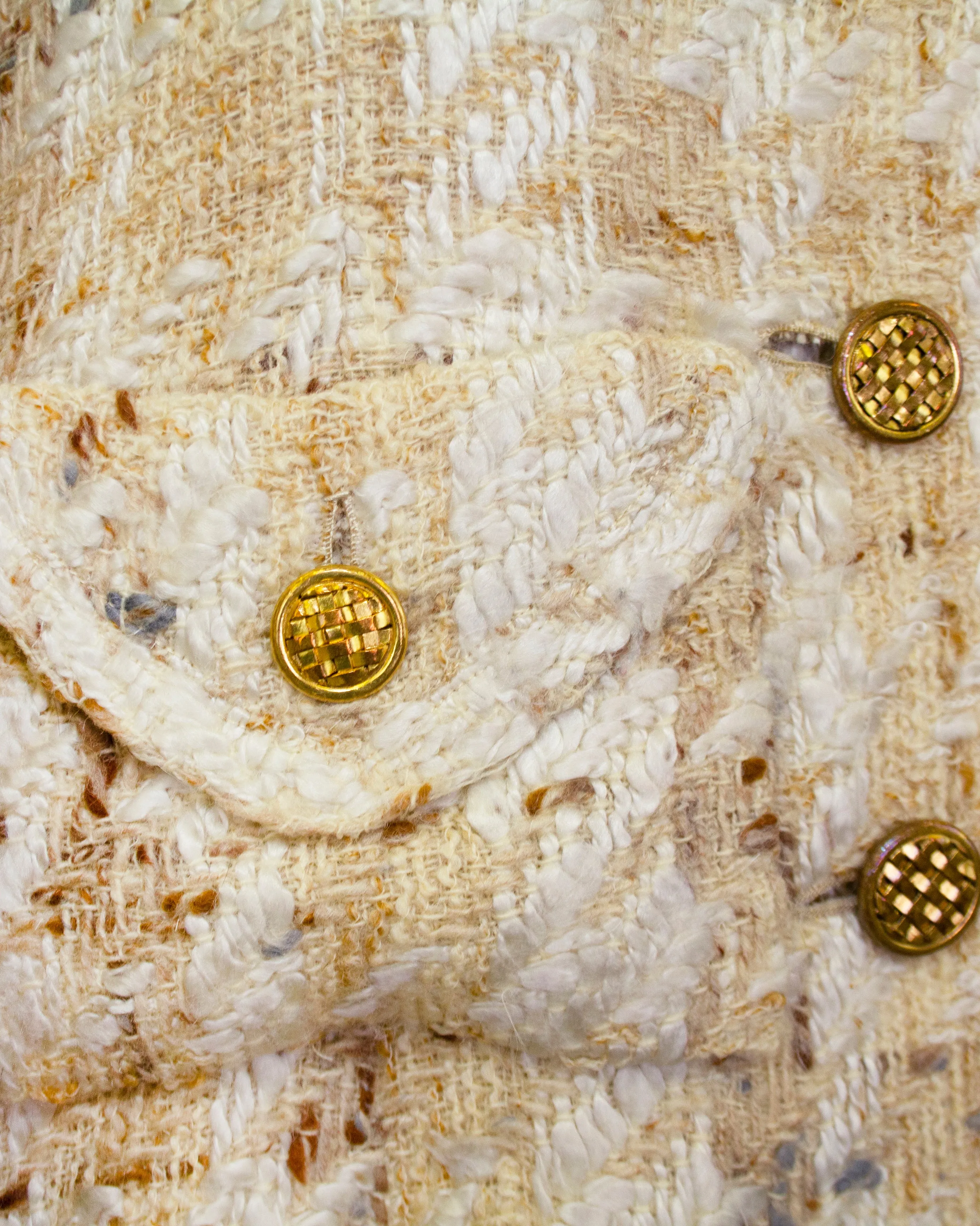 Beige Haute Couture Woven Wool Coat