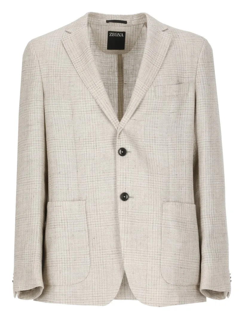 Beige Linen And Wool Jacket