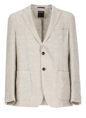 Beige Linen And Wool Jacket