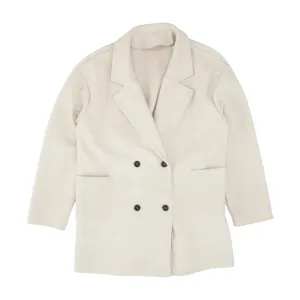 Beige Solid Peacoat Jacket