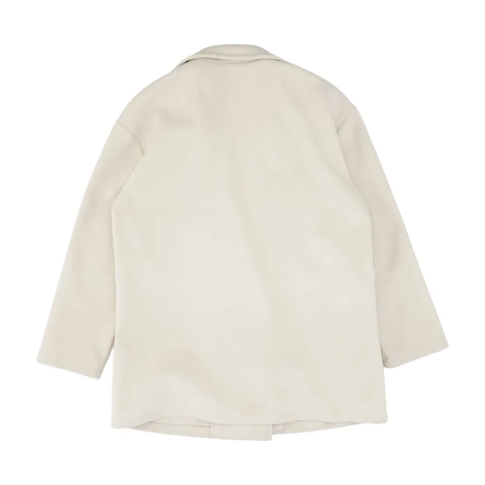 Beige Solid Peacoat Jacket