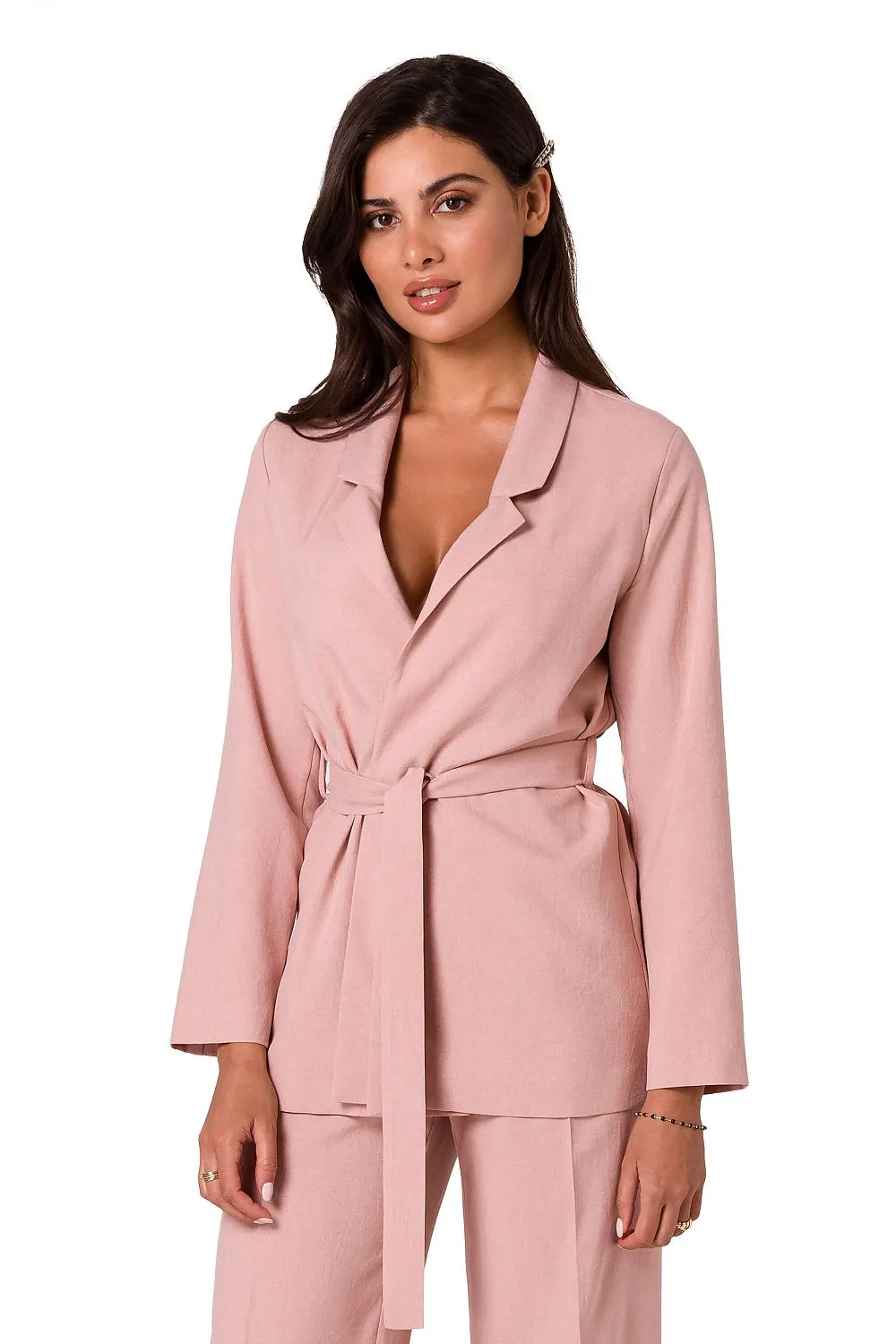 Belted Lightweight Unbuttoned Jacket