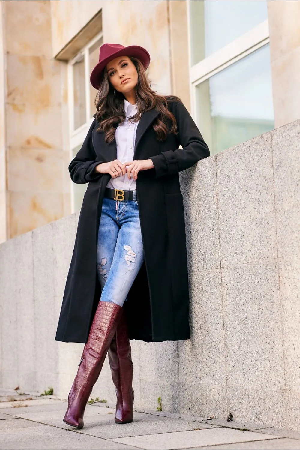 Belted Tailored Wool Coat